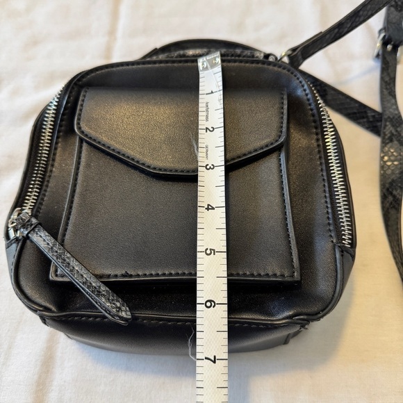 Free People Mika Black Leather Mini Backpack Crossbody Handbag ~ Boho Travel - Picture 4 of 7